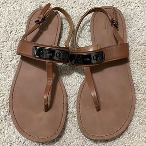 Coach T-strap leather Sandals-Brown